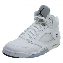 jordan retro 5 metallic white