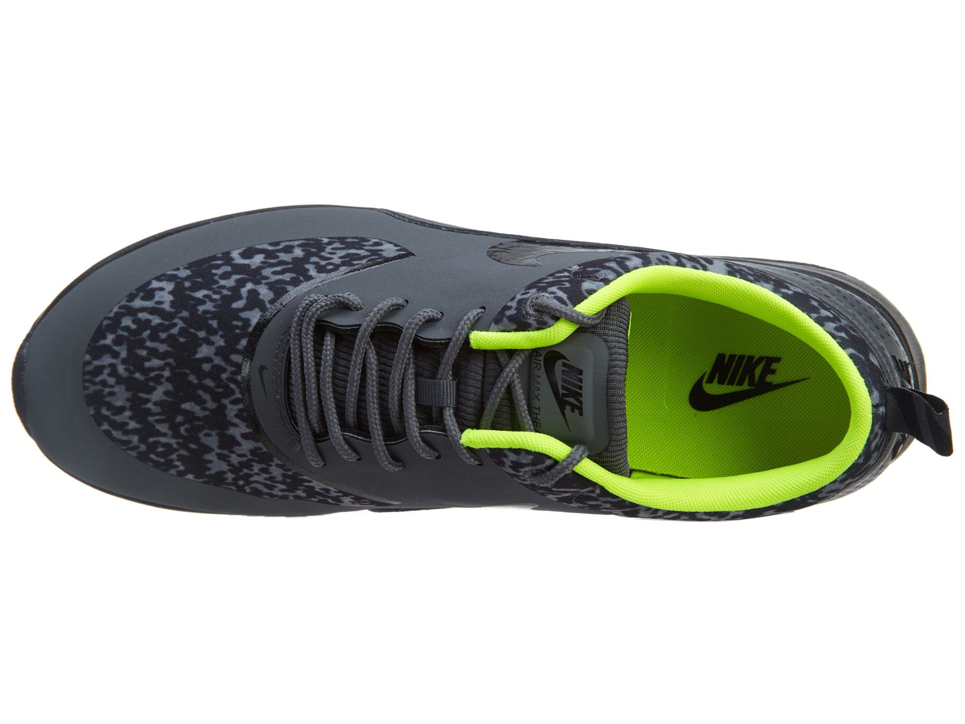 nike air max thea dark grey black volt print