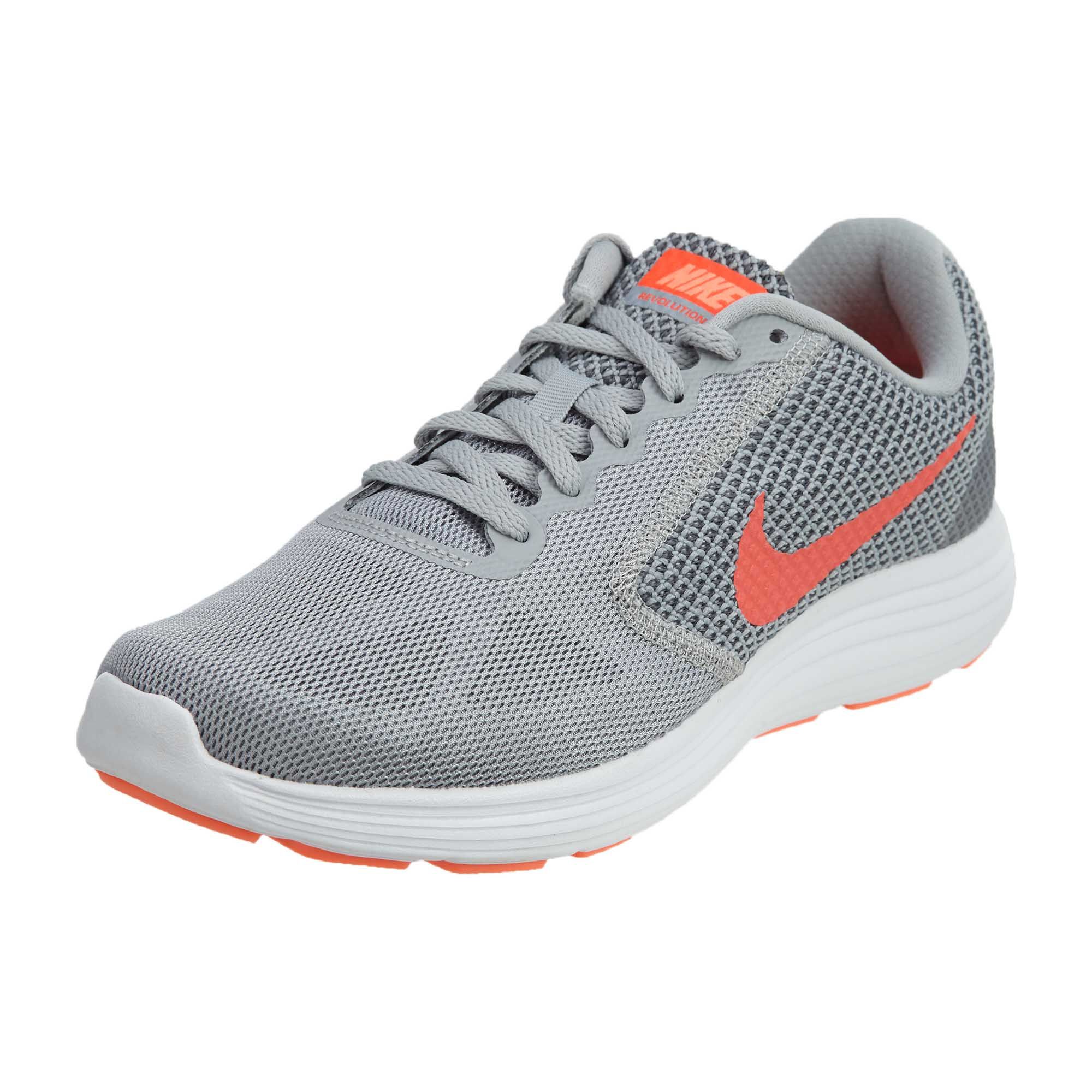 nike revolution 3 wolf grey orange strap