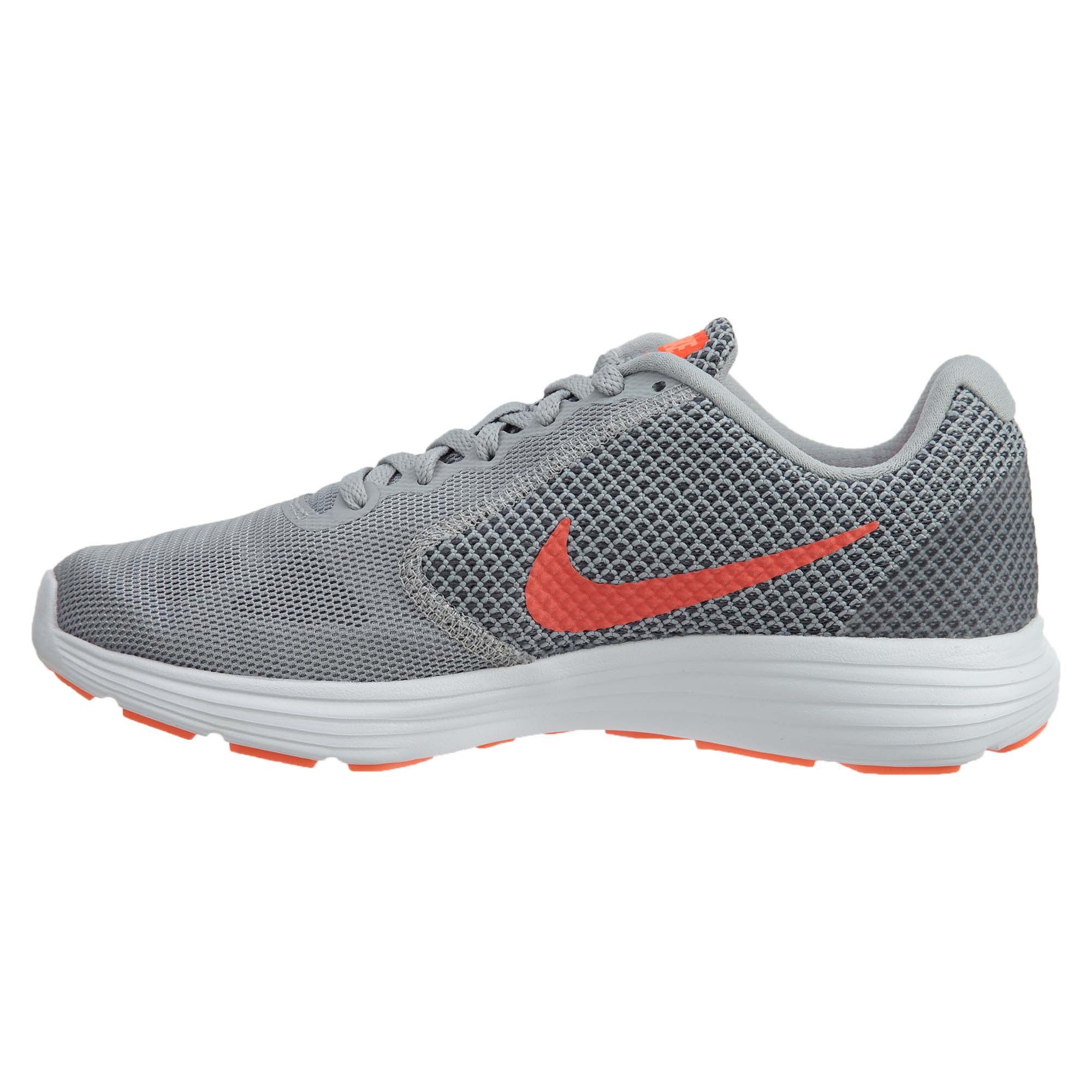 nike revolution 3 wolf grey orange strap